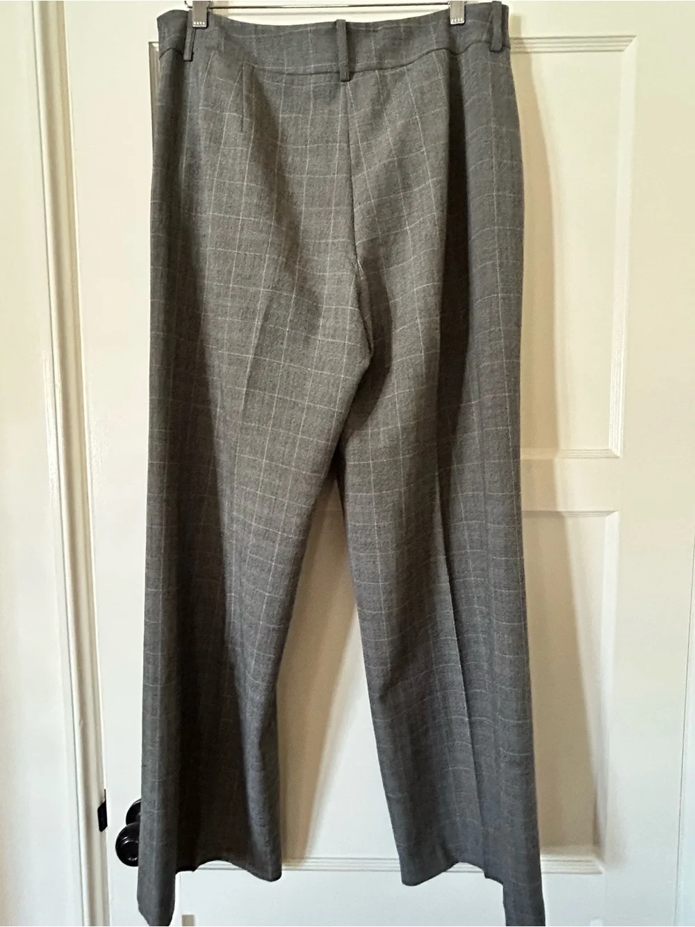 AK Anne Klein Gray Windowpane Wide-Leg Trousers
